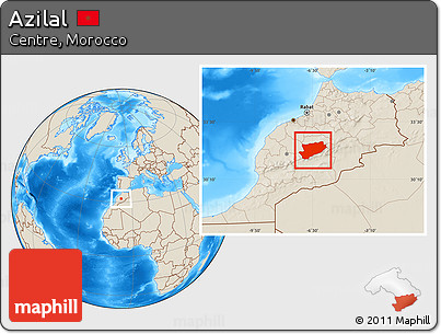 Shaded Relief Location Map of Azilal