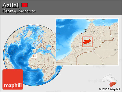 Shaded Relief Location Map of Azilal