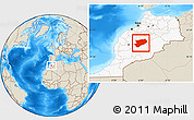 Shaded Relief Location Map of Azilal, highlighted country