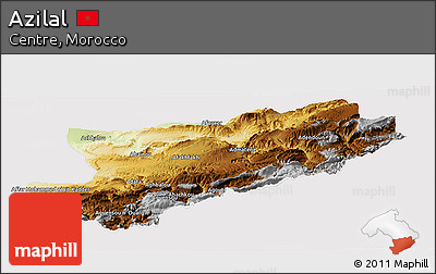 Physical Panoramic Map of Azilal, cropped outside