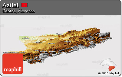Physical Panoramic Map of Azilal, cropped outside
