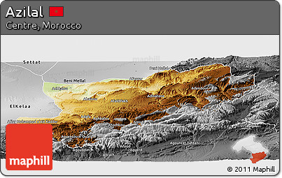 Physical Panoramic Map of Azilal, desaturated
