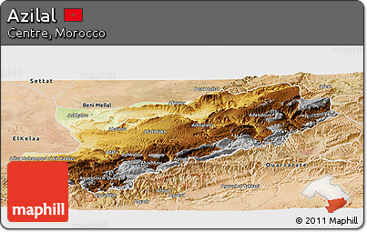 Physical Panoramic Map of Azilal, satellite outside