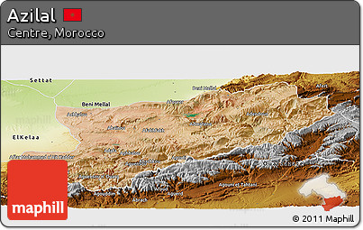 Satellite Panoramic Map of Azilal, physical outside
