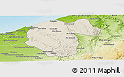 Shaded Relief Panoramic Map of Ben Slimane, physical outside
