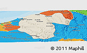 Shaded Relief Panoramic Map of Ben Slimane, political outside