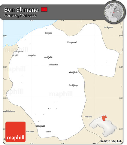Classic Style Simple Map of Ben Slimane