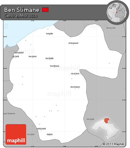 Gray Simple Map of Ben Slimane