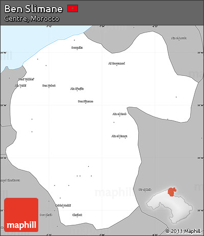 Gray Simple Map of Ben Slimane