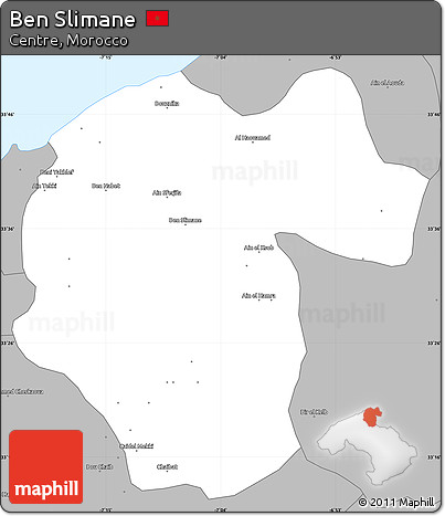 Gray Simple Map of Ben Slimane