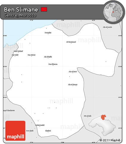 Silver Style Simple Map of Ben Slimane
