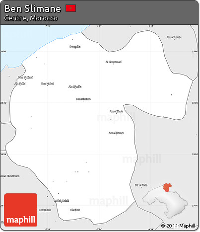 Silver Style Simple Map of Ben Slimane