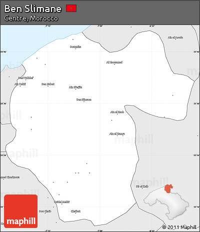 Silver Style Simple Map of Ben Slimane