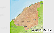 Satellite 3D Map of El Jadida, physical outside