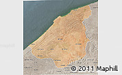 Satellite 3D Map of El Jadida, semi-desaturated