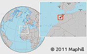 Gray Location Map of El Jadida, within the entire country