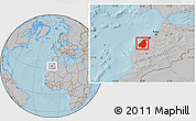Gray Location Map of El Jadida, hill shading