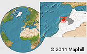 Satellite Location Map of El Jadida, highlighted country, highlighted parent region