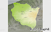 Physical 3D Map of Settat, darken, semi-desaturated