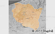 Satellite 3D Map of Settat, desaturated