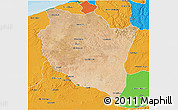 Satellite 3D Map of Settat, political outside