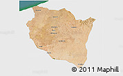 Satellite 3D Map of Settat, single color outside