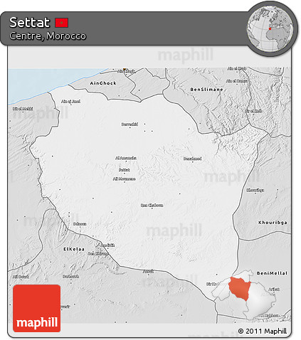 Silver Style 3D Map of Settat