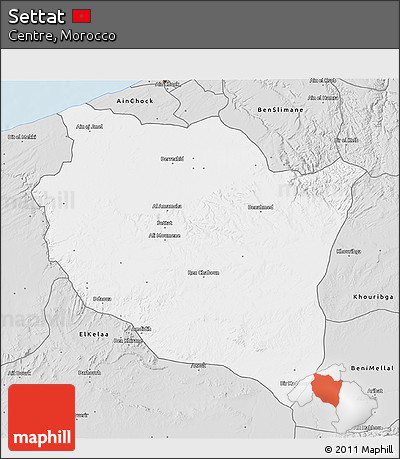 Silver Style 3D Map of Settat