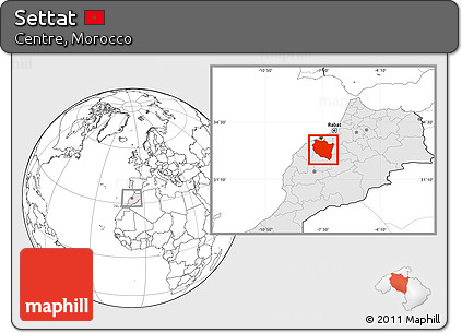 Blank Location Map of Settat, highlighted country