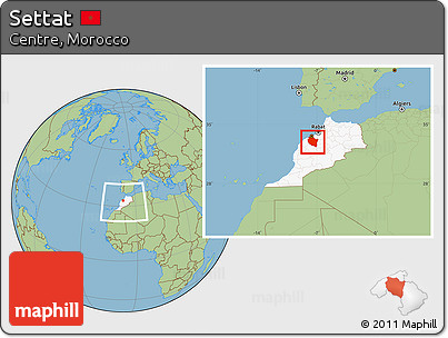 Savanna Style Location Map of Settat, highlighted country, within the entire country