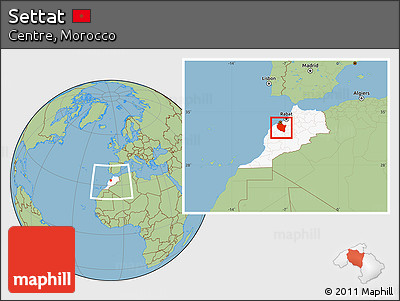 Savanna Style Location Map of Settat, highlighted country, within the entire country