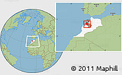 Savanna Style Location Map of Settat, highlighted country, highlighted parent region, within the entire country