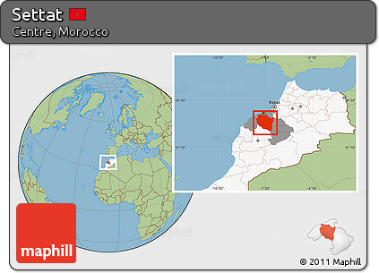 Savanna Style Location Map of Settat, highlighted country, highlighted parent region