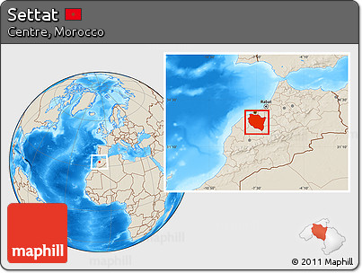 Shaded Relief Location Map of Settat
