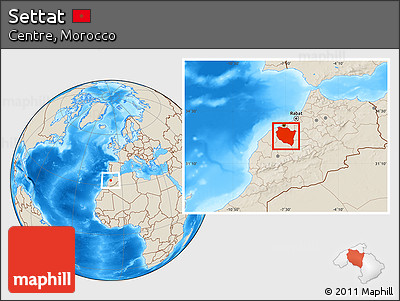 Shaded Relief Location Map of Settat