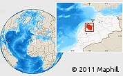 Shaded Relief Location Map of Settat, highlighted country