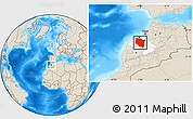 Shaded Relief Location Map of Settat, highlighted parent region
