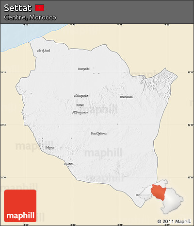 Classic Style Map of Settat, single color outside