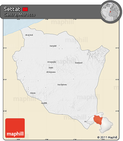 Classic Style Map of Settat, single color outside