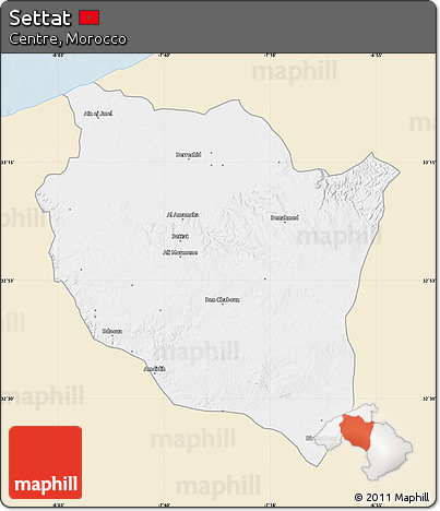 Classic Style Map of Settat, single color outside