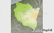 Physical Map of Settat, darken, semi-desaturated