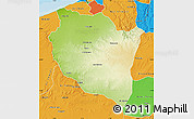 Physical Map of Settat, political outside
