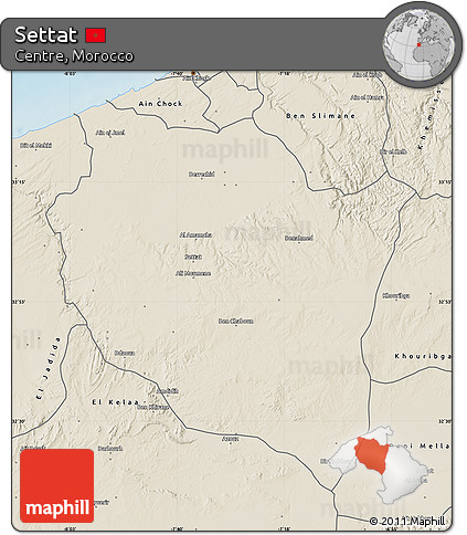 Shaded Relief Map of Settat
