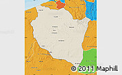 Shaded Relief Map of Settat, political outside