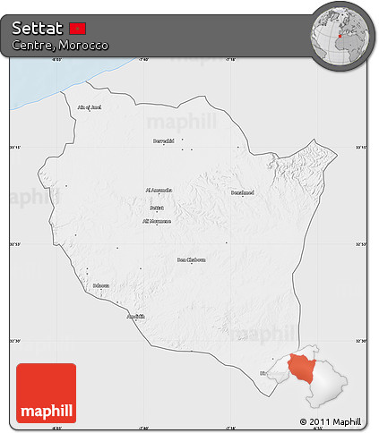 Silver Style Map of Settat, single color outside
