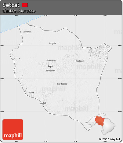 Silver Style Map of Settat, single color outside