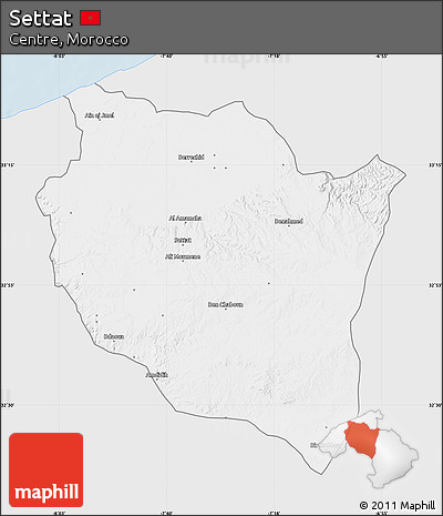 Silver Style Map of Settat, single color outside