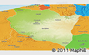Physical Panoramic Map of Settat, political outside