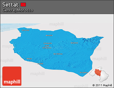 Political Panoramic Map of Settat, single color outside