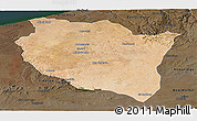 Satellite Panoramic Map of Settat, darken
